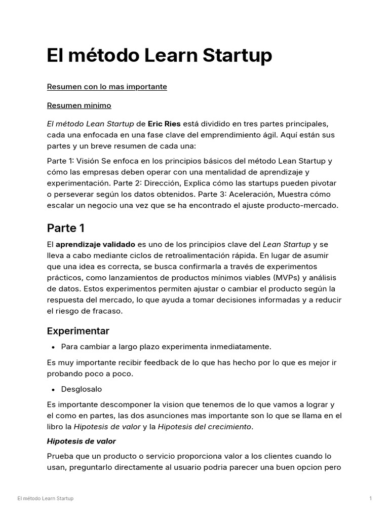 Lean Startup Resumenasd908asda09s8d | PDF | Empresa de inicio ...