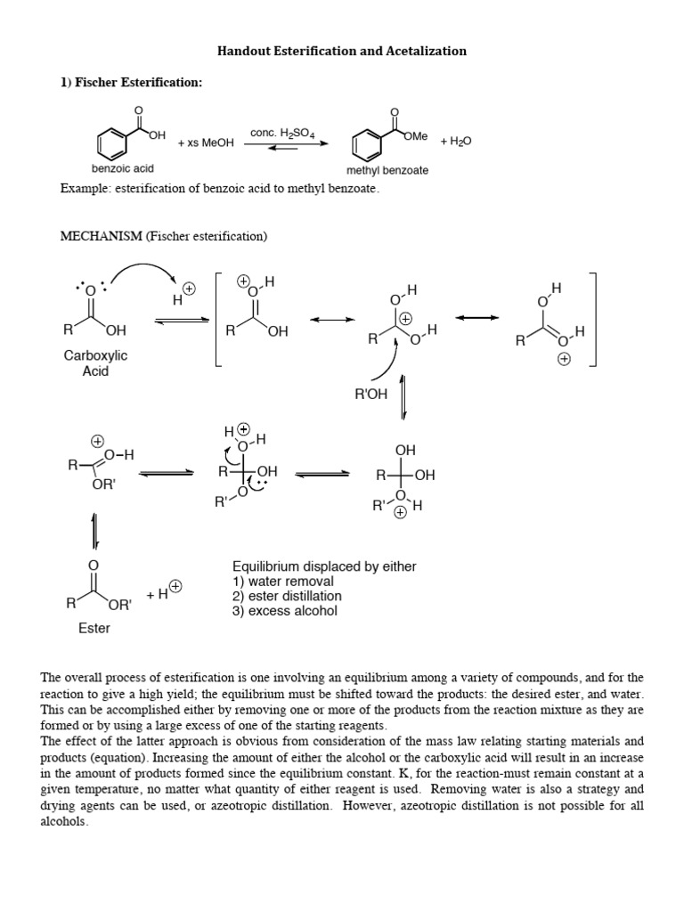 LAB5 Esterification Handout | PDF | Ester | Chemical Compounds