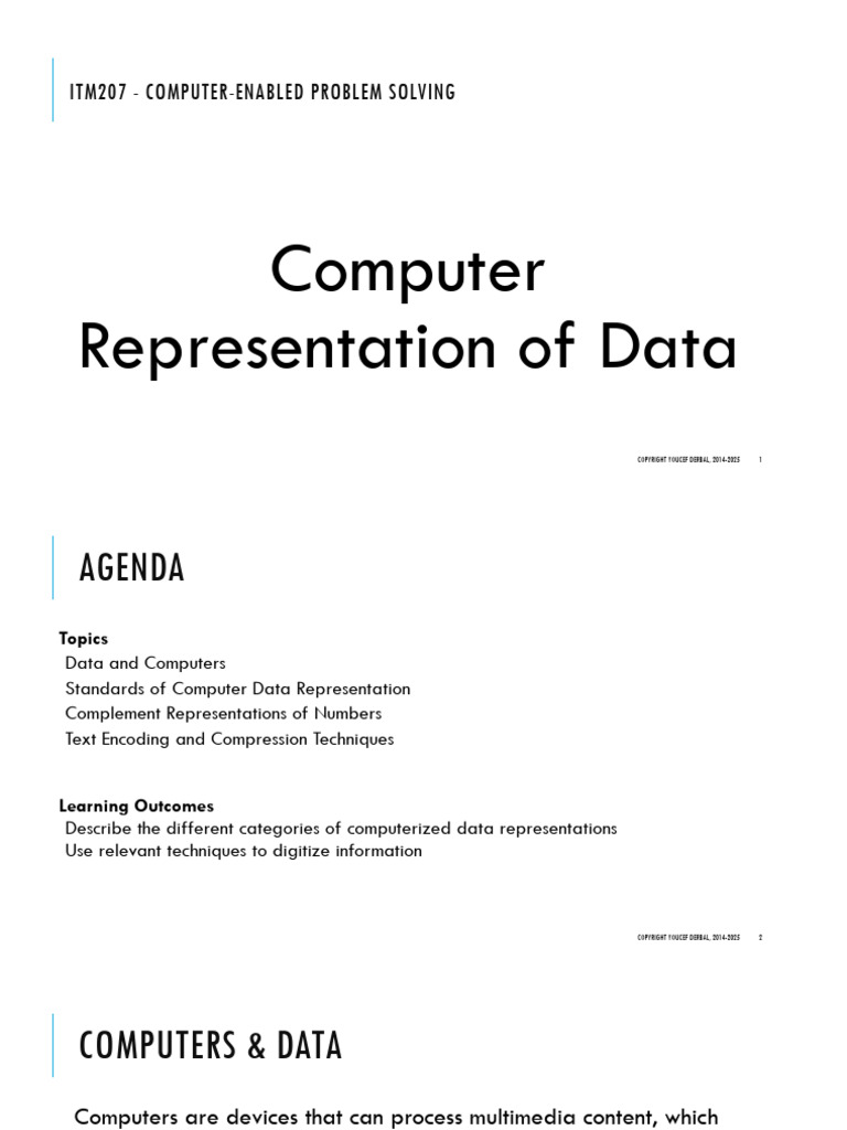 Lecture 2 - Computer Representation of Data | PDF | Bit | Computing