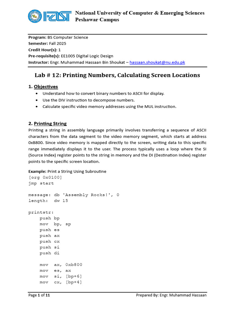 COAL Lab # 12 | PDF | Integer (Computer Science) | String (Computer ...