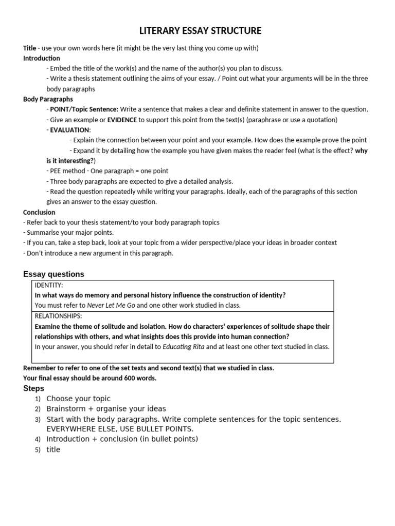 Literary Essay Structure Bac 2026 | PDF | Essays | Human Communication