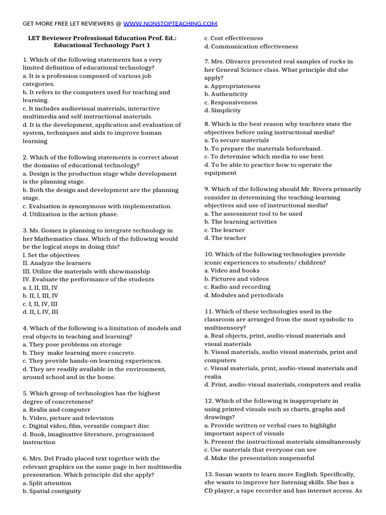 Educational Technology Part 1 | PDF | Educational Technology | Learning