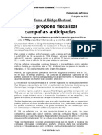Comunicado Campañas anticipadas - Reforma electoral (76-7-2012) Jeannette Ruiz