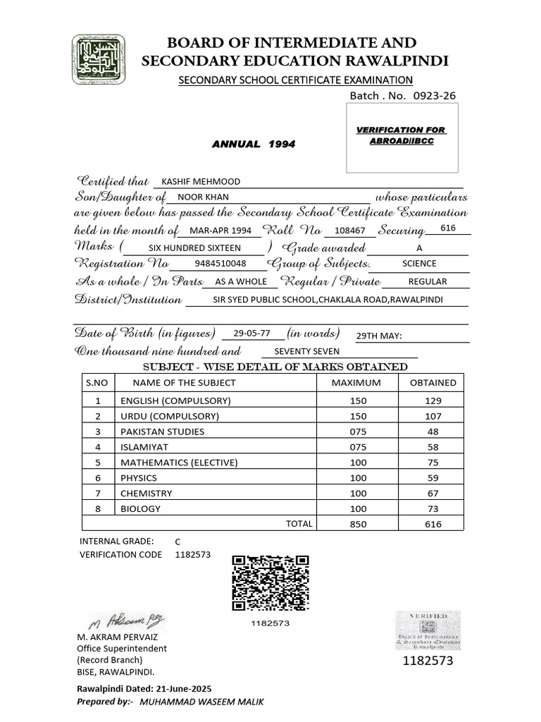 Matric | PDF