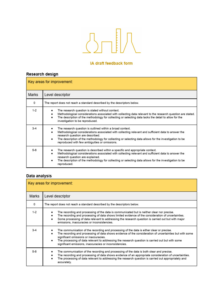 IA Draft Feedback Form | PDF | Methodology | Data