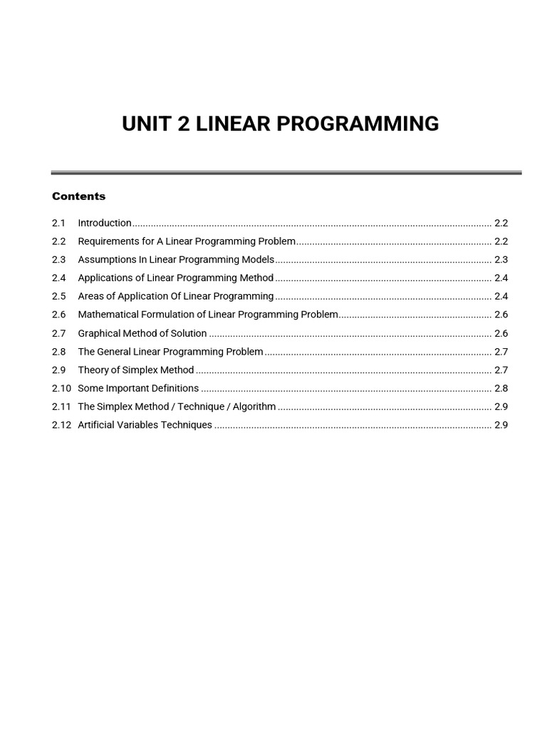 Unit 2 | PDF | Linear Programming | Mathematical Optimization