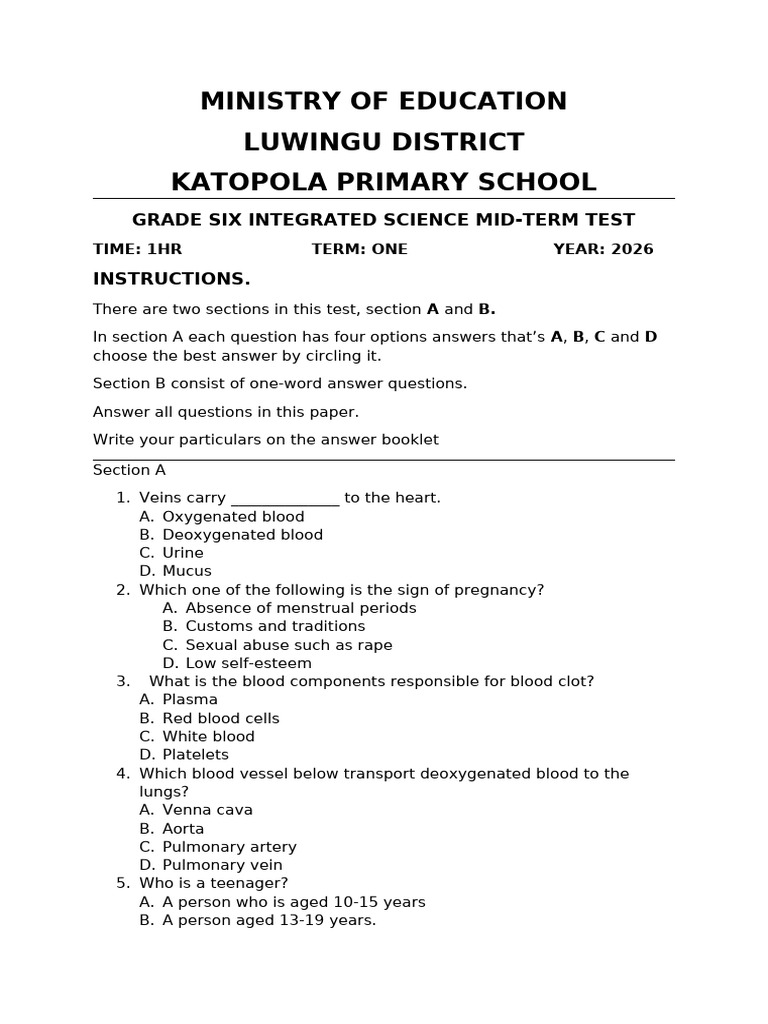 Science Test | PDF | Blood | Lung