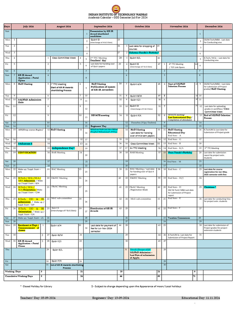 Academic Calendar July-Nov2024 | PDF | Career And Technical Education ...