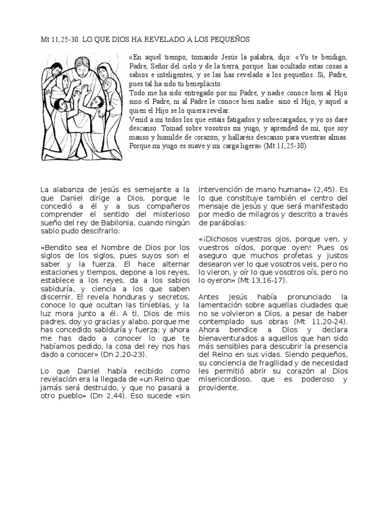 Revelación Divina a los Pequeños en Mt 11 | PDF