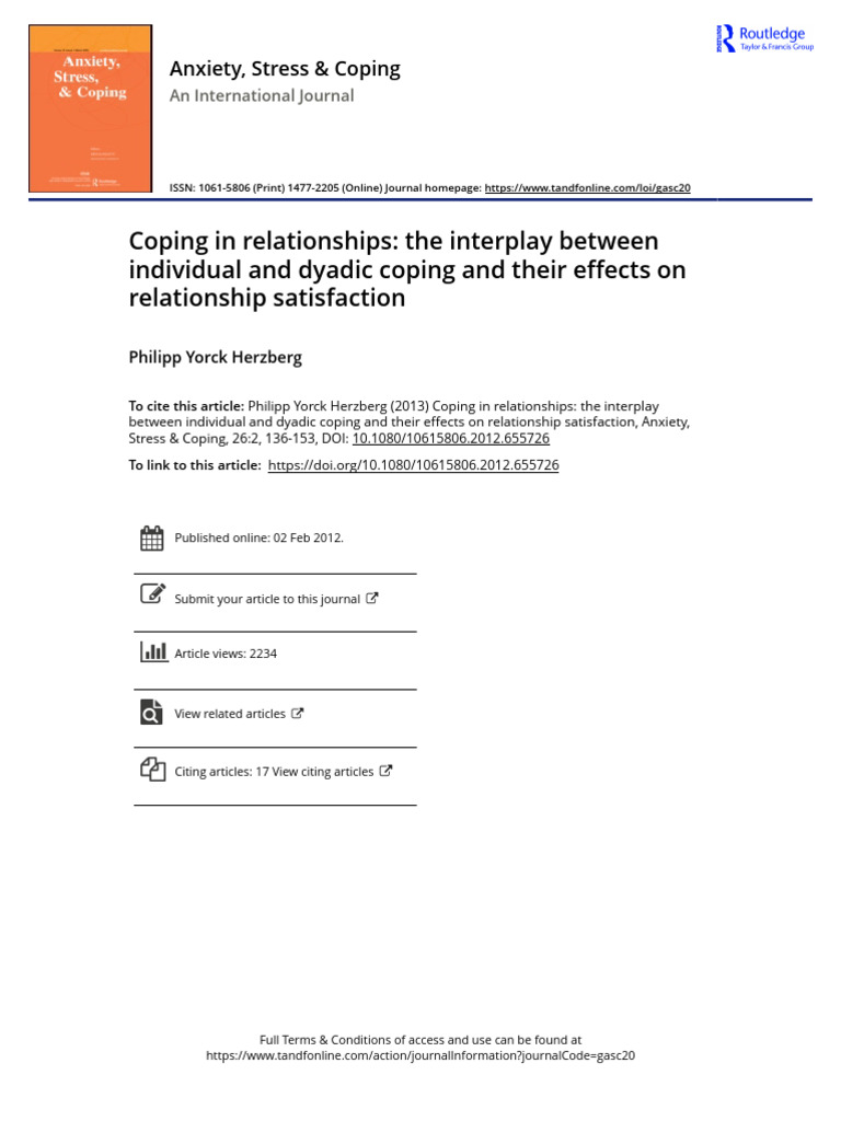 Coping in Relationships The Interplay Between Individual | PDF