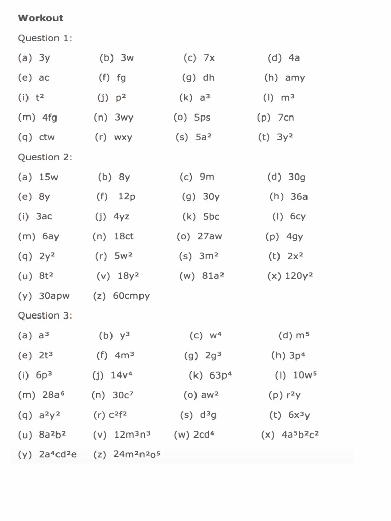 Algebra Multiplying Terms | PDF
