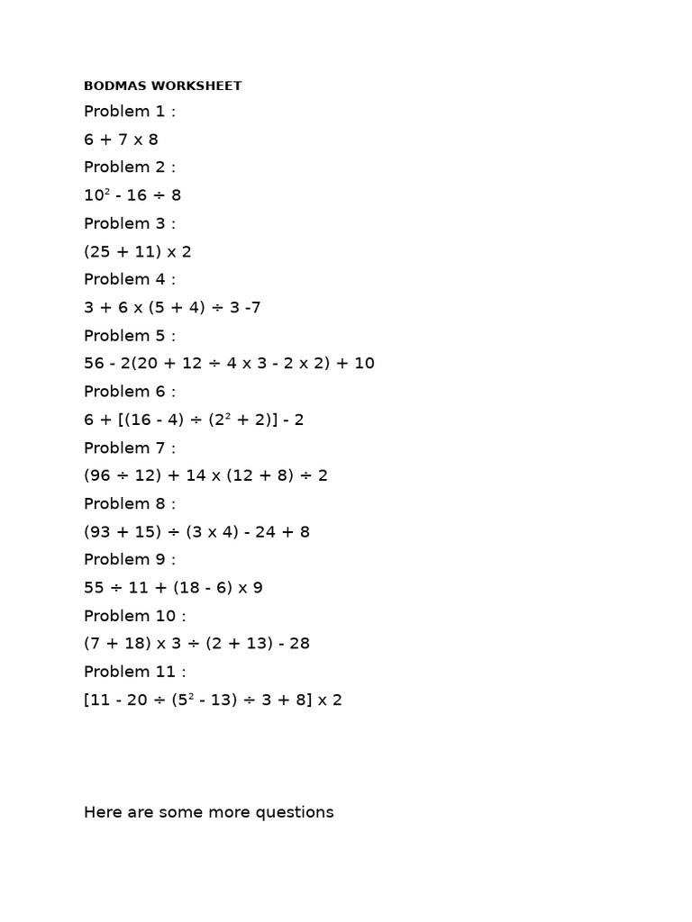 BODMAS | PDF