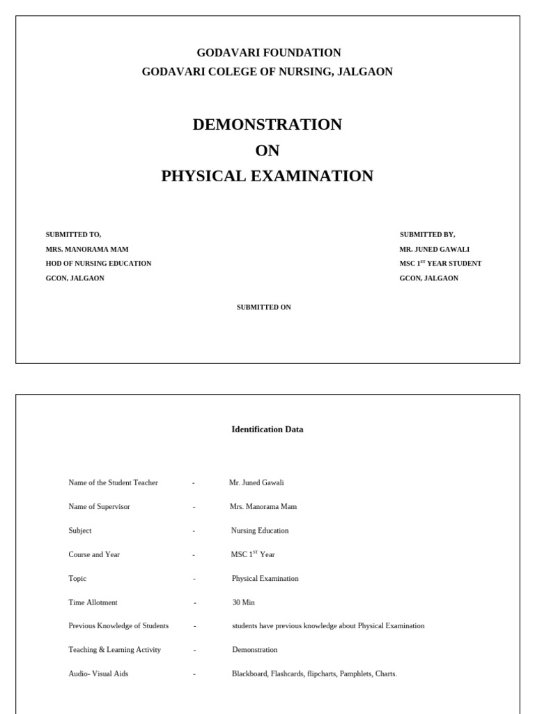 Demonstration-1 Physical Examination | PDF | Physical Examination ...
