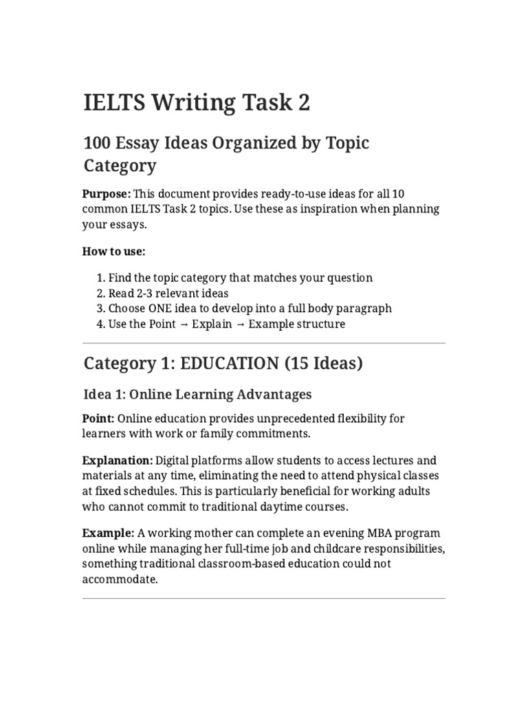 IELTS Task 2 Essay Ideas | PDF | Obesity | Waste