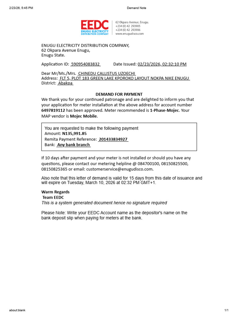 Demand Note5 | PDF