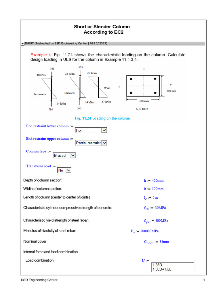 Ch11 Example 4 Short or Slender Column EC2 | PDF | Column | Beam ...