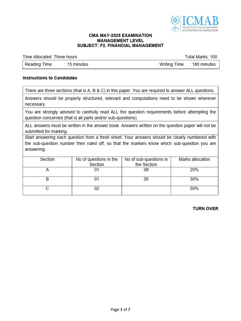F2.FIM (M.L) Question CMA May-2025 Exam. | PDF | Equity (Finance ...