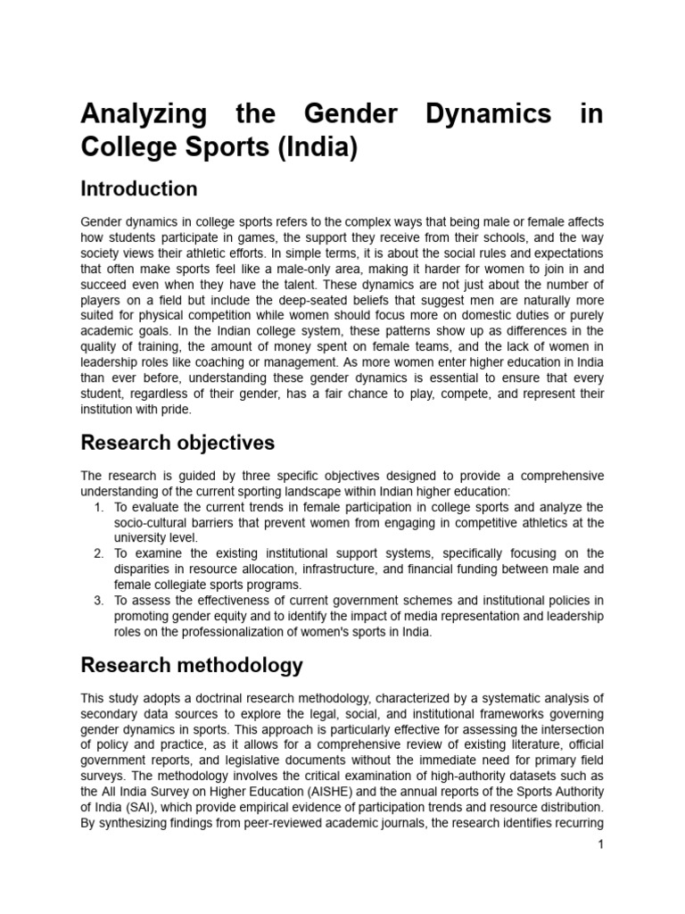 Analyzing Gender Dynamics in Indian College Sports | PDF | Sports ...