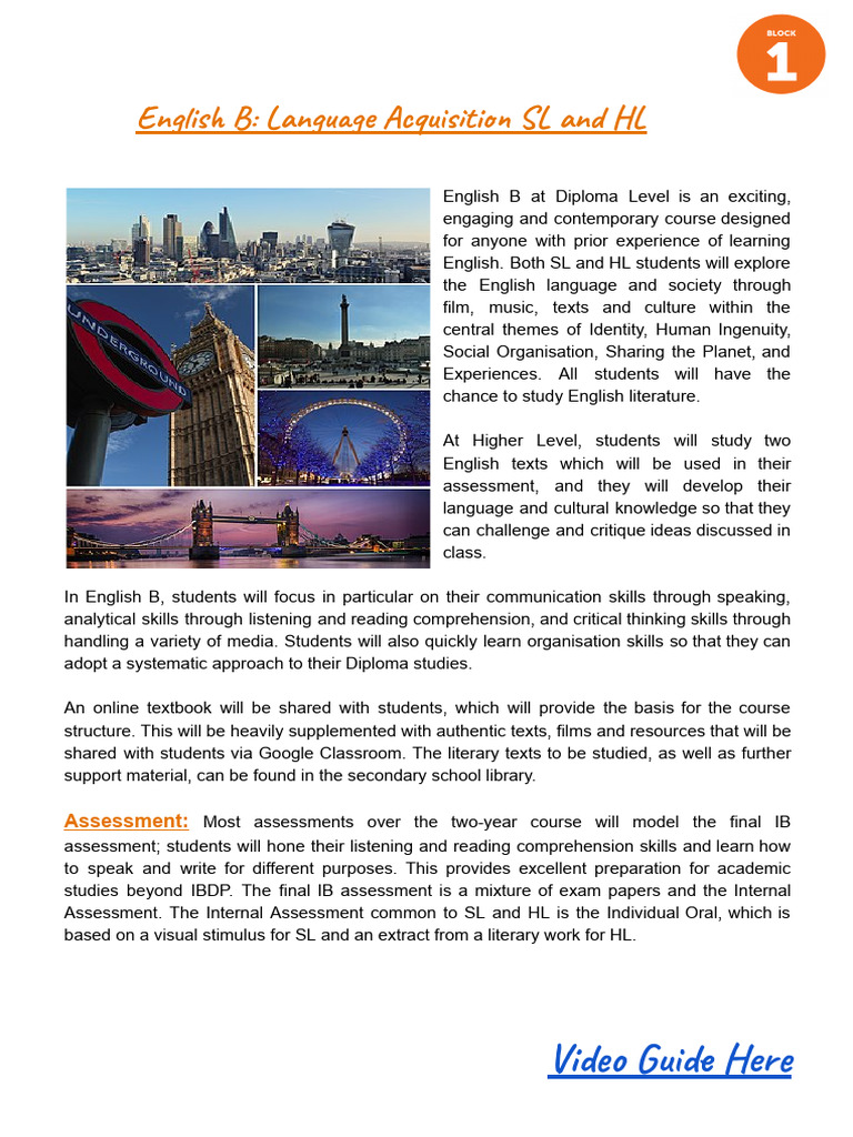 English B Subject Information Sheet | PDF | Human Communication | Learning