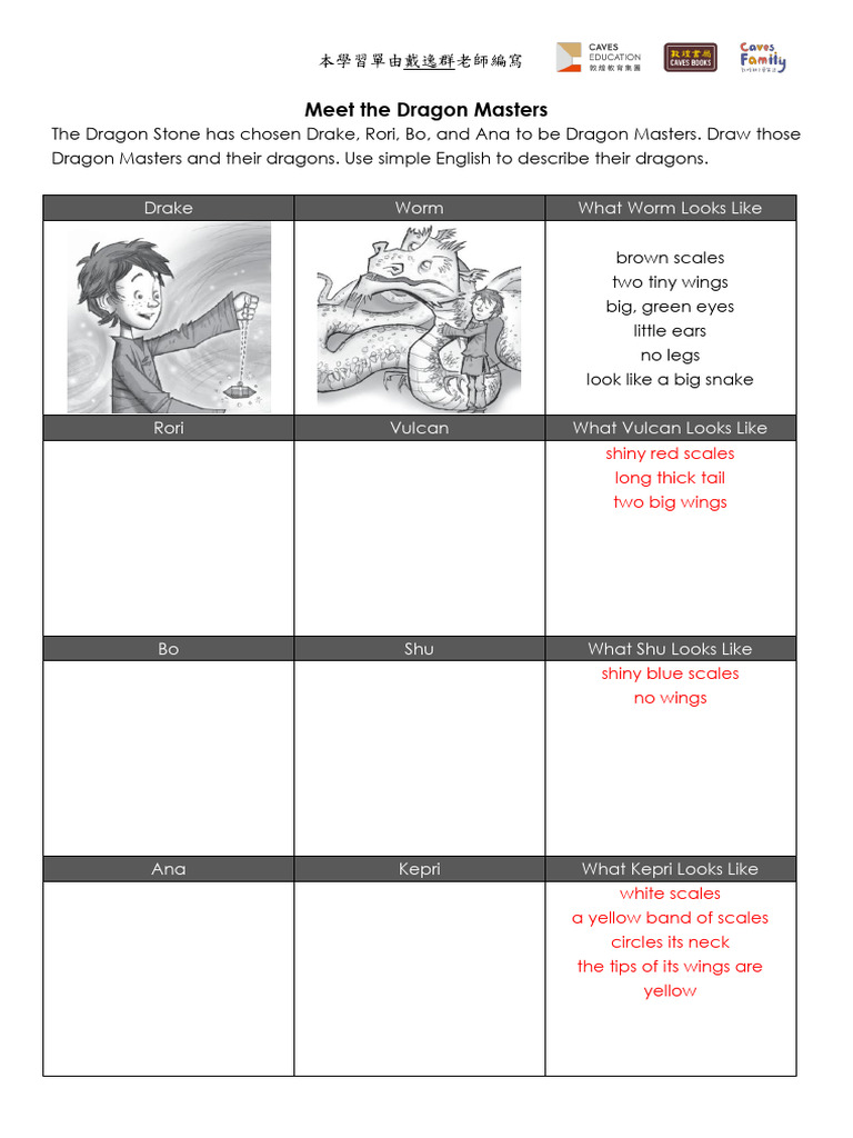 Meet The Dragon Masters Worksheet | PDF