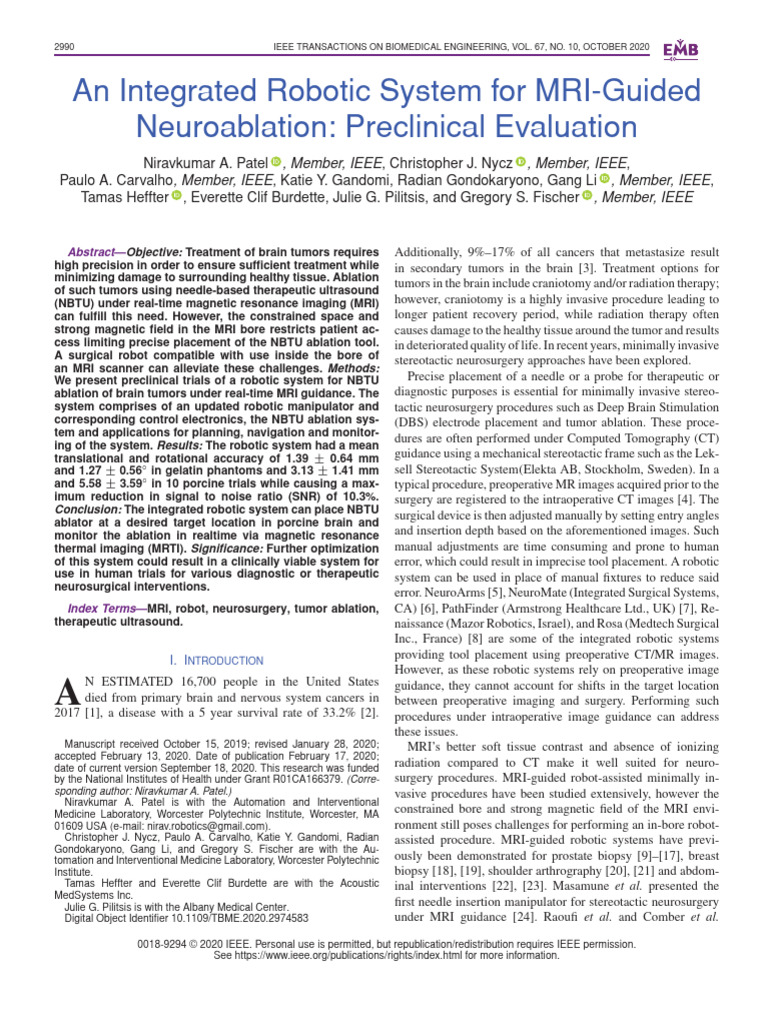 An Integrated Robotic System For MRI-Guided Neuroablation Preclinical ...