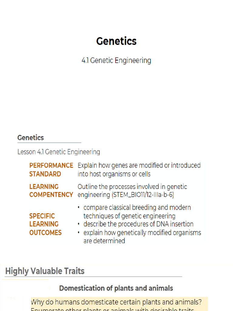 Lesson 1. Processes of Genetic Engineering | PDF