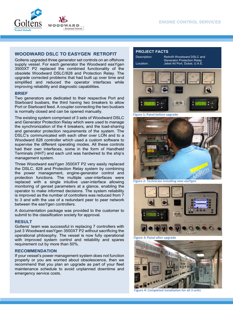 Woodward DSLC To EasYgen Retrofit Case Study | PDF | Reliability ...