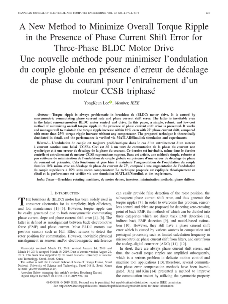 A New Method To Minimize Overall Torque Ripple in The Presence of Phase ...