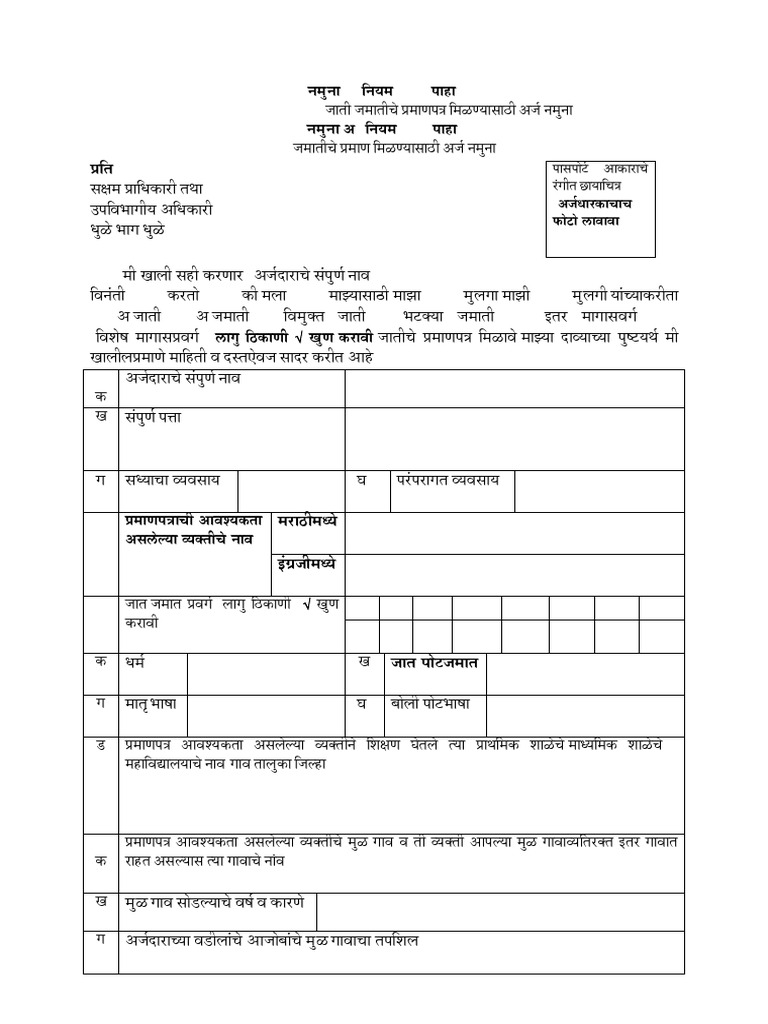 Caste Form | PDF