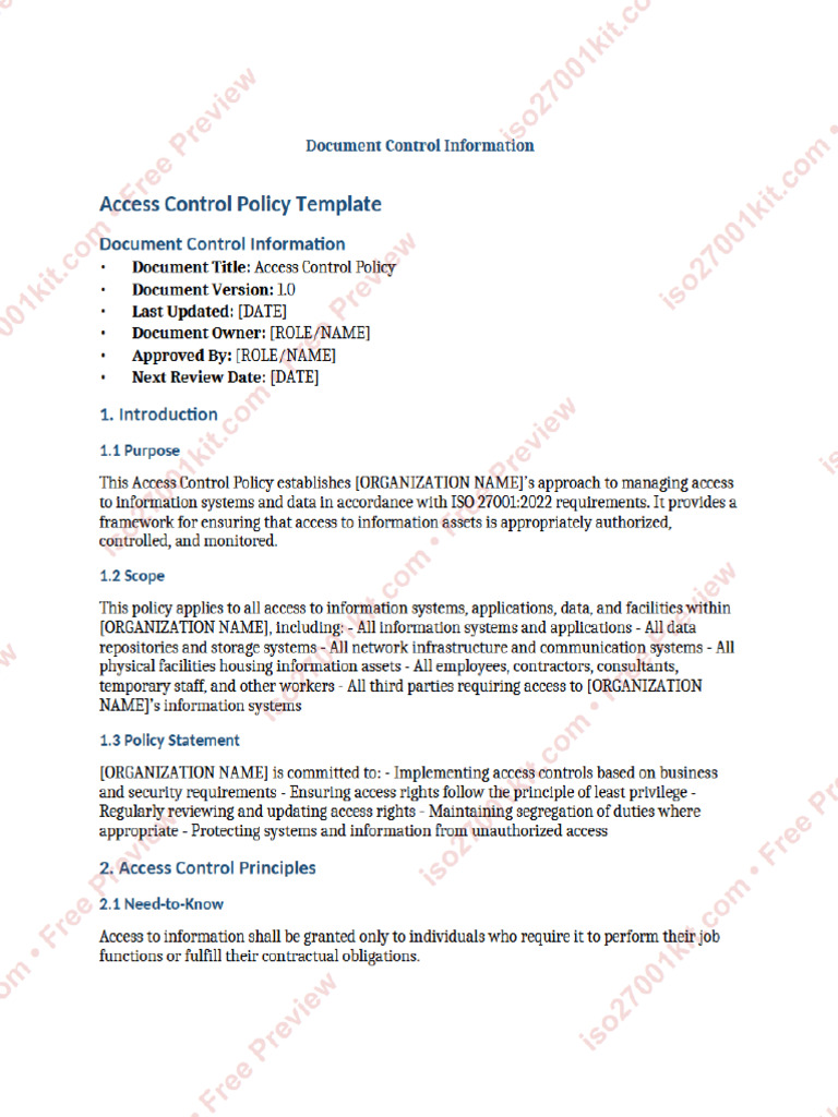Access Control Policy - Watermarked | PDF