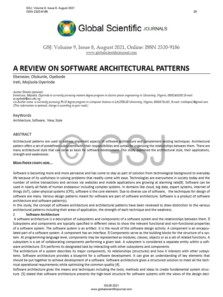 A Review On Software Architectural Patterns | PDF | Model–View ...
