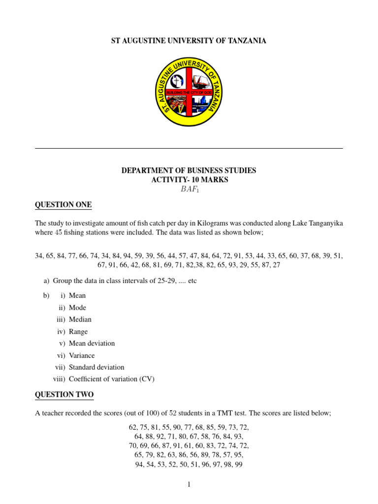 Individual Assignment Baf1 | PDF | Coefficient Of Variation ...