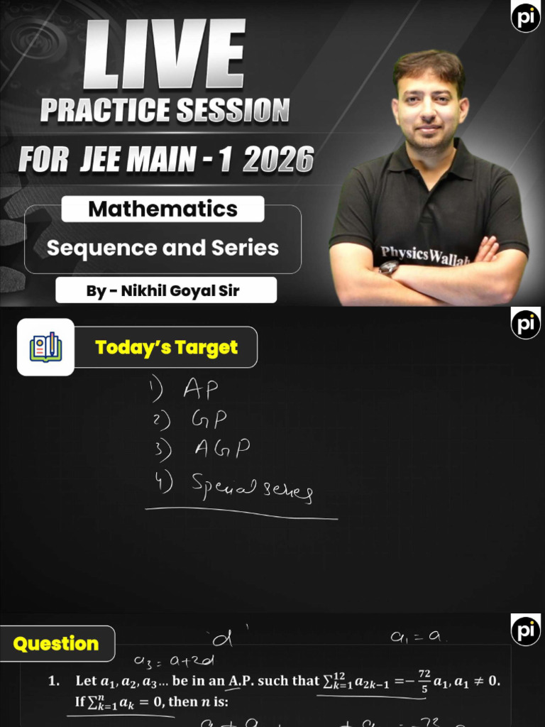 Sequence and Series - Practice Session - Class Notes PDF | PDF