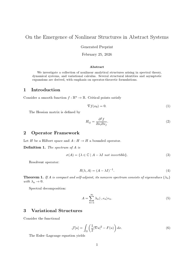 On The Emergence of Nonlinear Structures in Abstract Systems | PDF ...