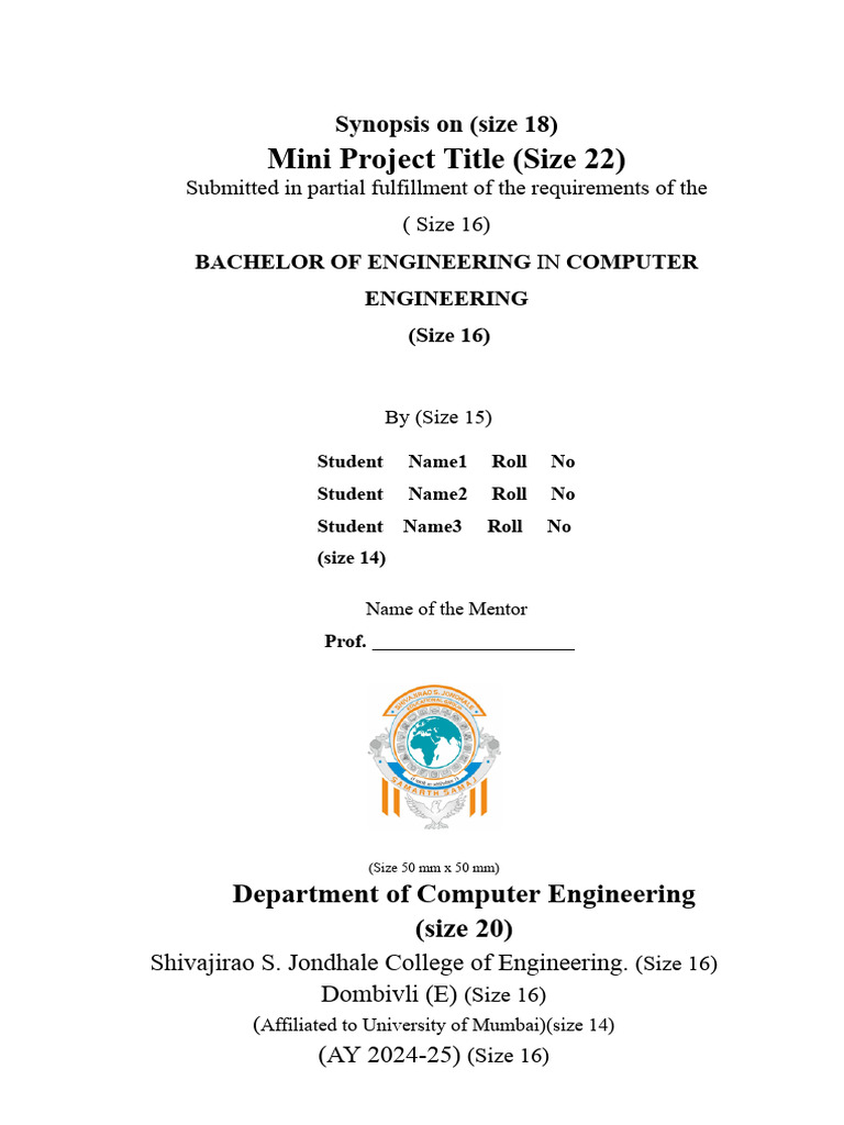 Synopsis - Mini - Project | PDF | Times New Roman | Computing
