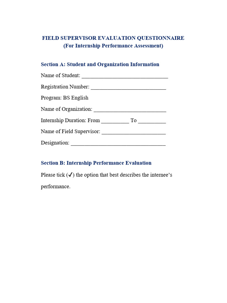 Field Supervisor Evolution Form | PDF | Social Psychology | Psychology