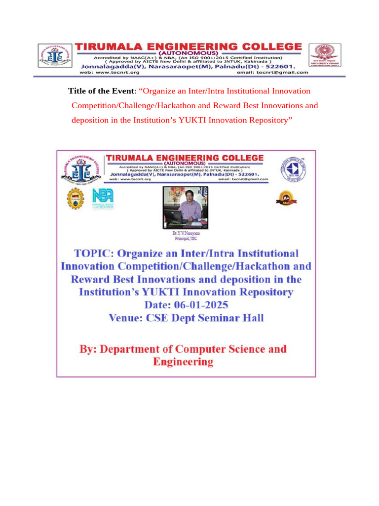 Organize An InterIntra Institutional Innovation Competition Challenge ...