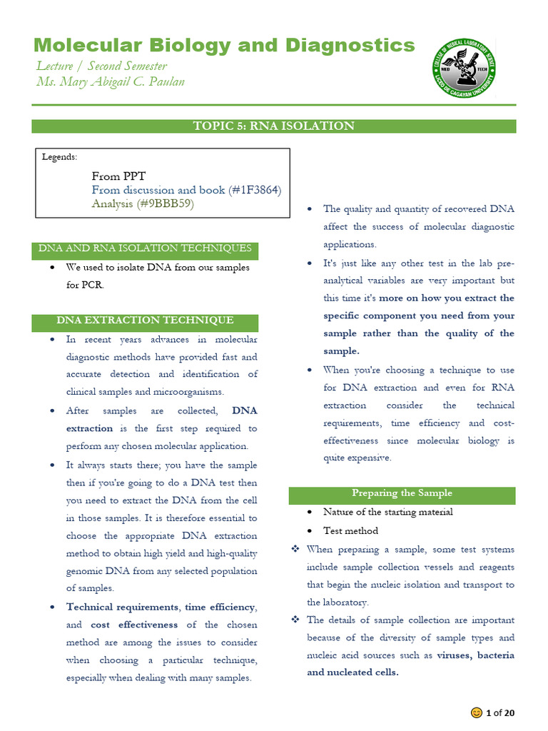 M1 MB Nucleic Acid Extraction Methods | PDF | Messenger Rna | Ribosomal Rna
