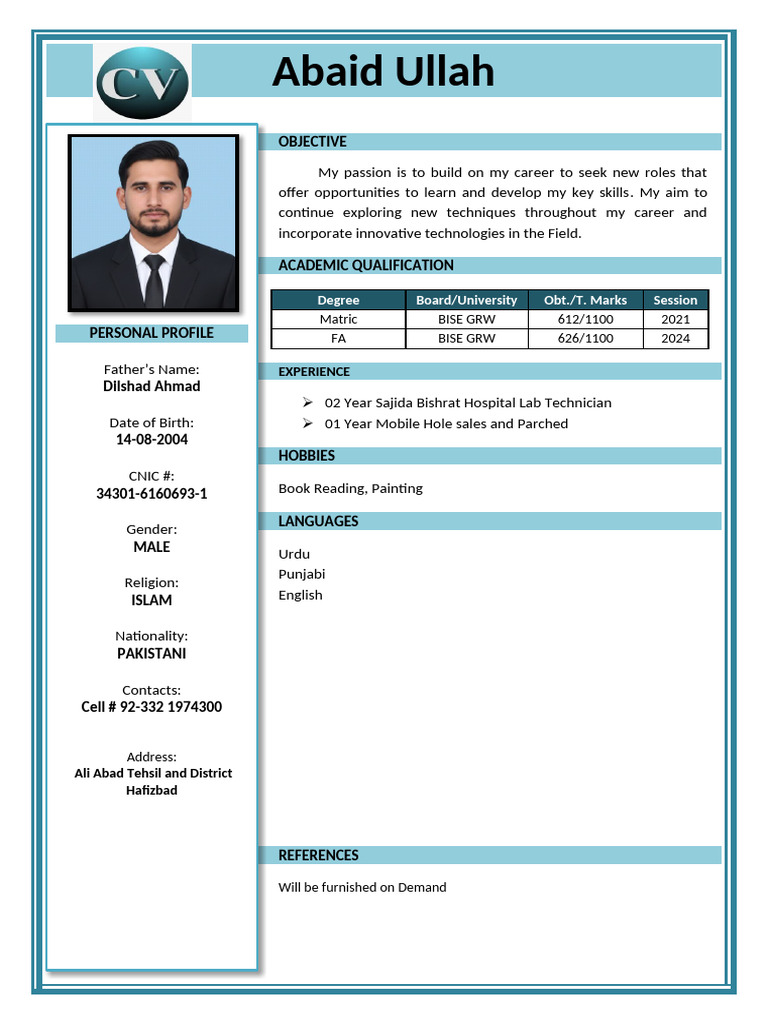 Abaid Ullah CV | PDF