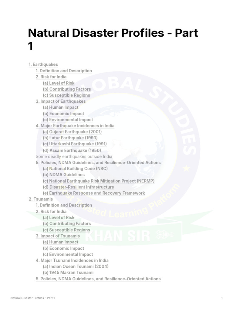 Natural Disaster Profile - Compile Notes - 8439494827 | PDF ...