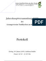 Gesangsverein Taufkirchen GV Protokoll 2009