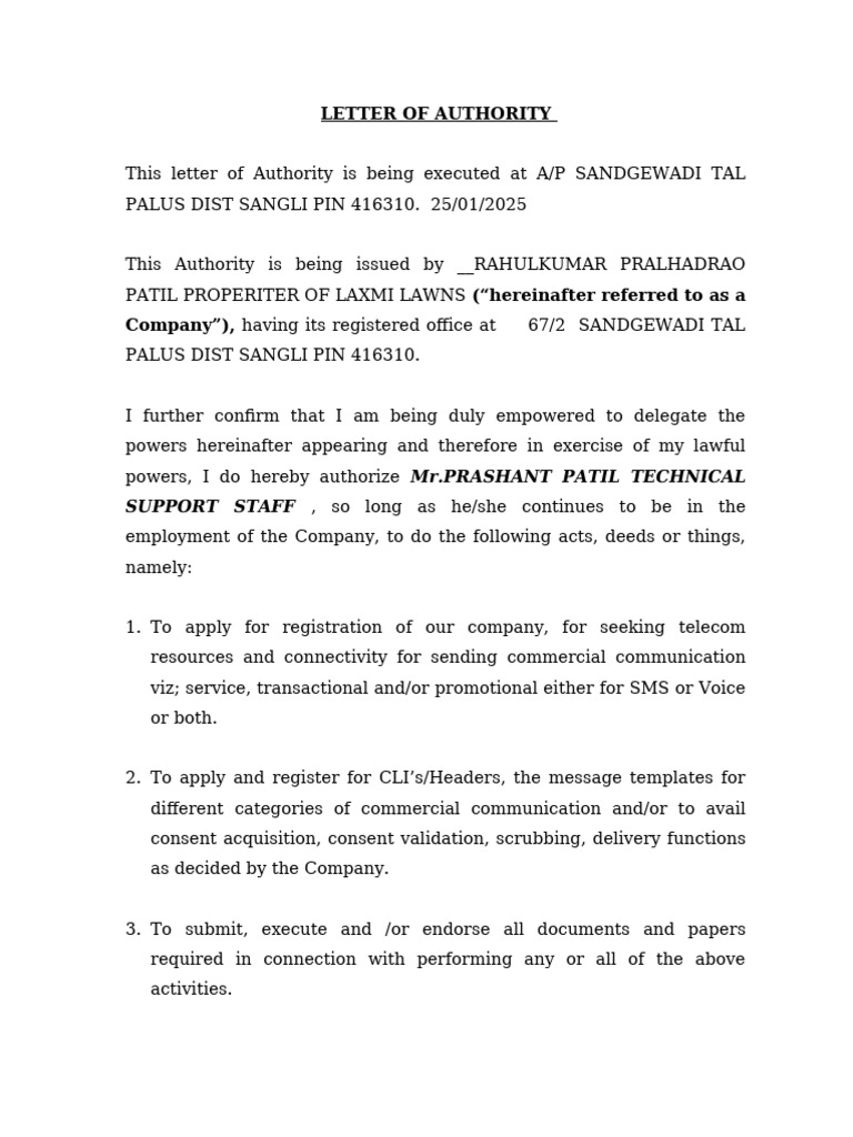 Authority Letter | PDF