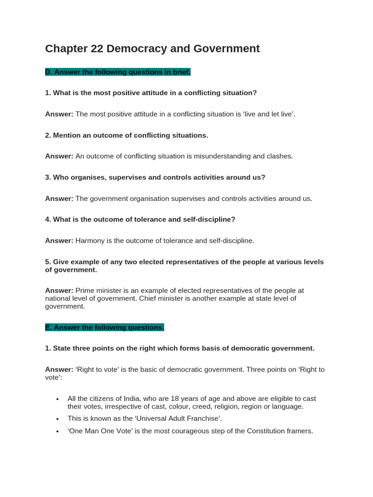 Ch-22 Democracy and Government | PDF | Democracy | Political Ideologies