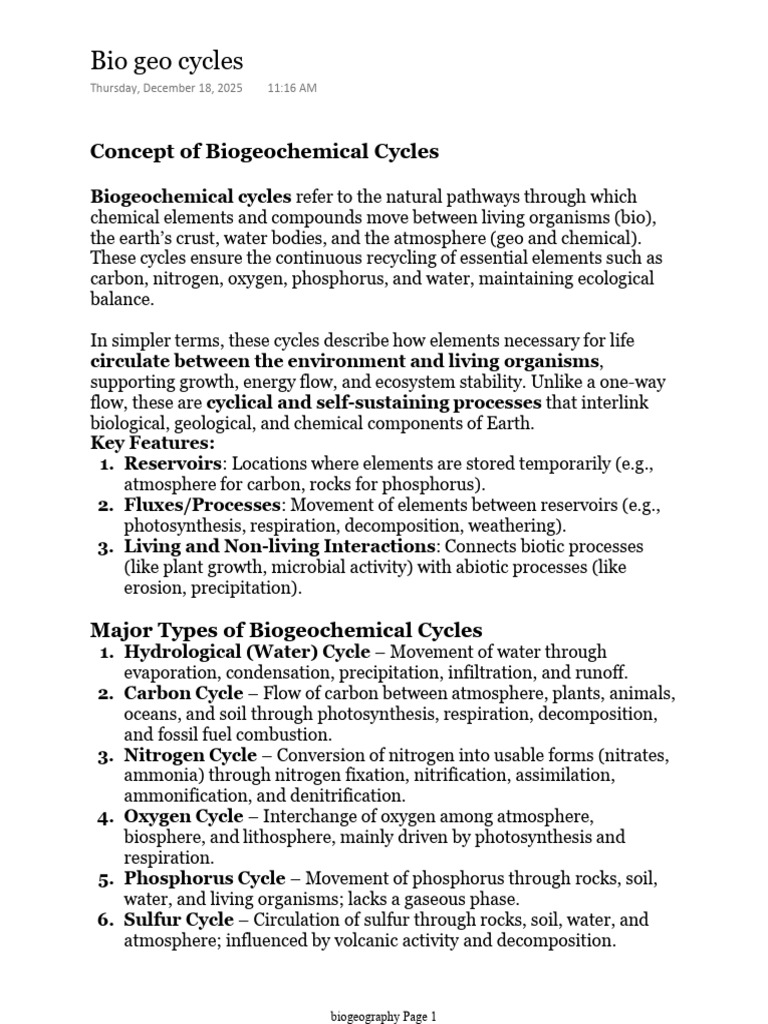 Biogeo 2 Cycles | PDF | Ecosystem | Soil