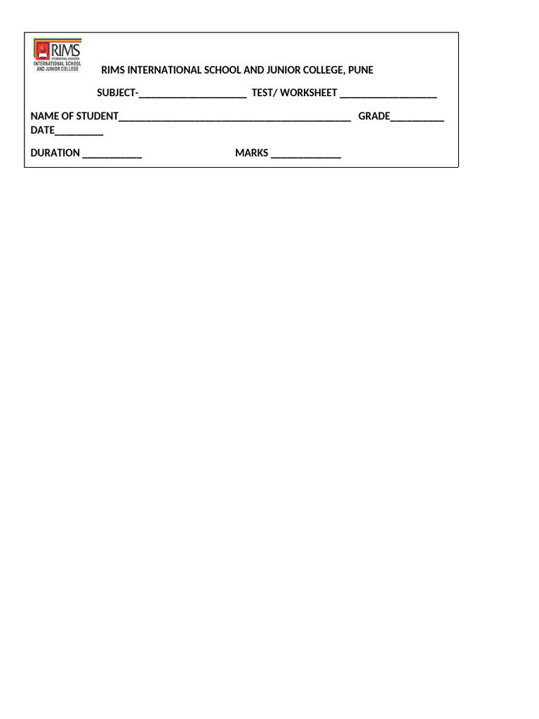 Format For Tests-Worksheets | PDF