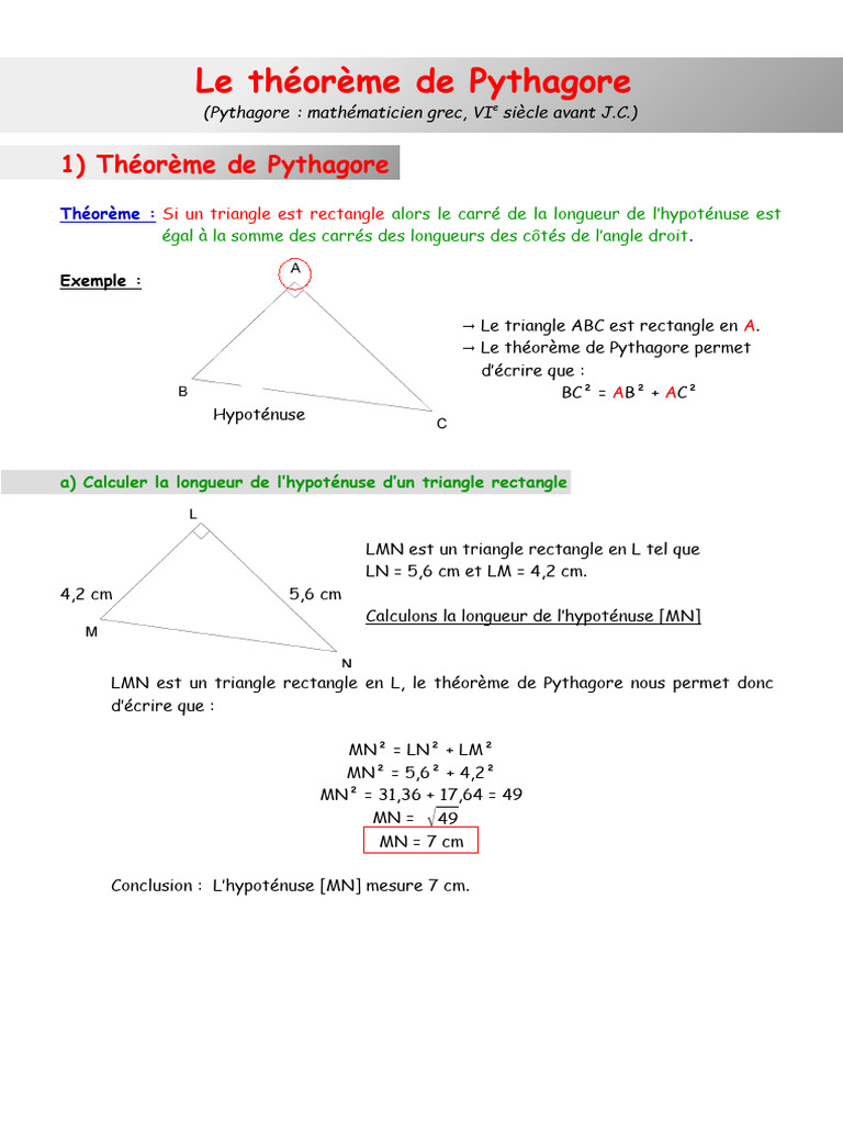 Cours Pythagore | PDF