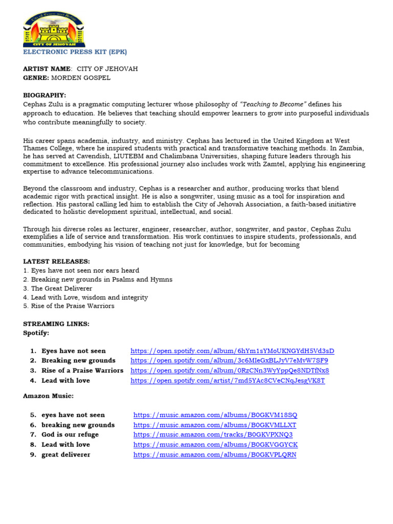 Electronic Press Kit (EPK) | PDF