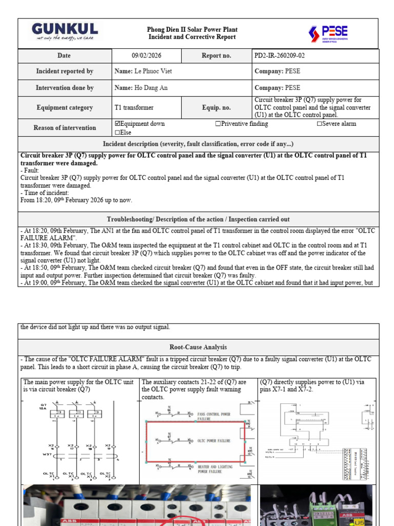 PD2 - Incident Report - 260209 - Circuit Breaker 3 Phase (Q7) and The ...