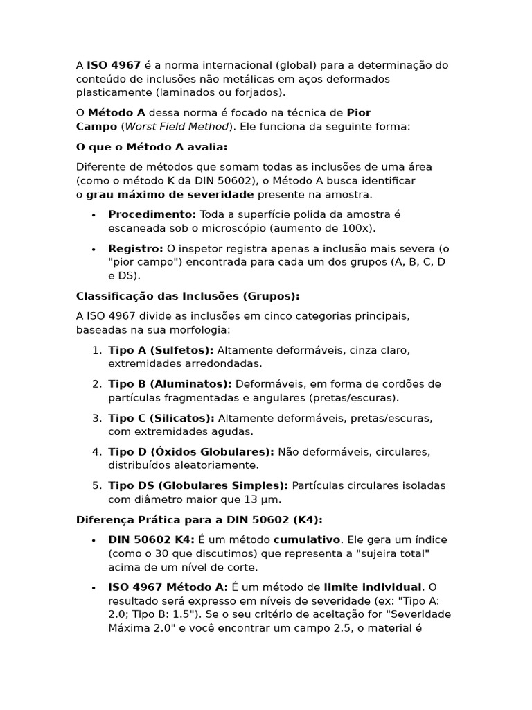ISO 4967 - Método A | PDF | Aço