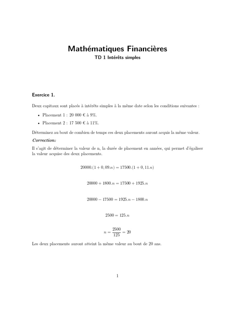 Td1 Rep v1 Correction | PDF | Argent | Passif (comptabilité)